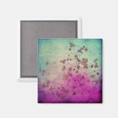 蘭ティール(緑がかった色)紫のフローラとスクリプト マグネット (正面/裏面)