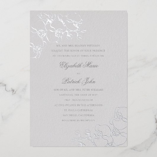 蘭フォーマル伝統的親結婚の 箔招待状 (正面)