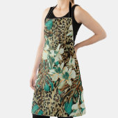 蘭フローラ水色シームレスイラストレーション エプロン (インサイチュ)