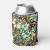 蘭フローラ水色シームレスイラストレーション 缶クーラー (缶正面)