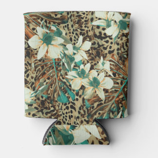 蘭フローラ水色シームレスイラストレーション 缶クーラー