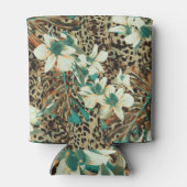 蘭フローラ水色シームレスイラストレーション 缶クーラー (裏面)