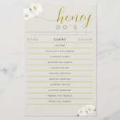 蘭ブライダルシャワーゲームハニードリストベージュ色シック チラシ (正面)