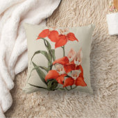 蘭ブルーミングフラワーヴィンテージ旧イラストレーション クッション (ブランケット)