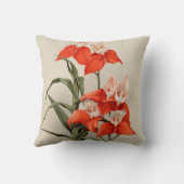 蘭ブルーミングフラワーヴィンテージ旧イラストレーション クッション (裏面)