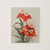 蘭ブルーミングフラワーヴィンテージ旧イラストレーション ジグソーパズル (縦)