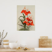 蘭ブルーミングフラワーヴィンテージ旧イラストレーション ポスター (キッチン)