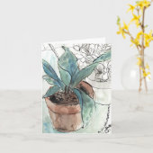 蘭ペン及びインクスケッチの挨拶状 カード (黄色い花)