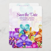 蘭モダンスタイリッシュカラフルの卒業 セーブザデート (正面/裏面)