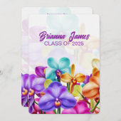 蘭モダンスタイリッシュカラフルの卒業 招待状 (正面/裏面)