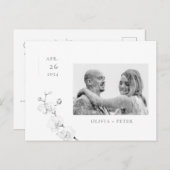 蘭モダン蘭婚約写真の保存日付 案内ポストカード (正面/裏面)