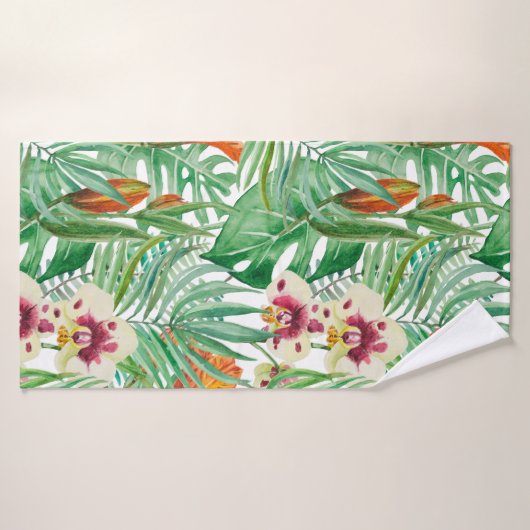 蘭及び花柄 バスタオル (バスタオル)