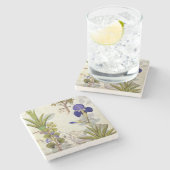 蘭及びFumitoryまたは大げさに同情する人のヘデラ及びアイリス ストーンコースター (横)