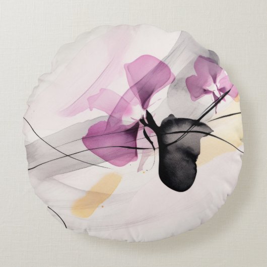 蘭抽象芸術パターンの背景 ラウンドクッション (正面)