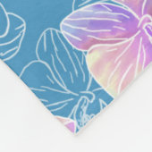 蘭絵を描水色 フリースブランケット (角)