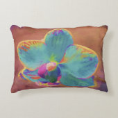 蘭絵画花の青茶 アクセントクッション (正面)