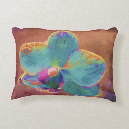 蘭絵画花の青茶 アクセントクッション (裏面)