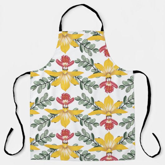 蘭美しい：フローラルパターンエレガンス。 エプロン (正面)