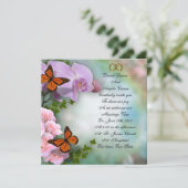 蘭、バラ、蝶結婚式招待状 招待状 (スタンド正面)