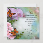 蘭、バラ、蝶結婚式招待状 招待状 (裏面)