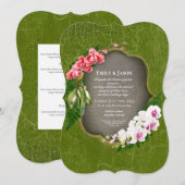 蘭 – モッシー緑ロマンチック結婚式招待状 招待状 (正面/裏面)