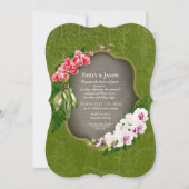 蘭 – モッシー緑ロマンチック結婚式招待状 招待状 (正面)