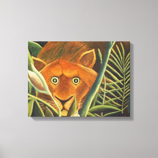 虎がアンリ・ルソーによって草から覗き込む キャンバスプリント (正面)