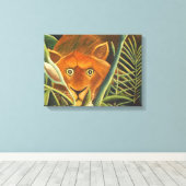 虎がアンリ・ルソーによって草から覗き込む キャンバスプリント (インサイチュ (ウッドフロア))