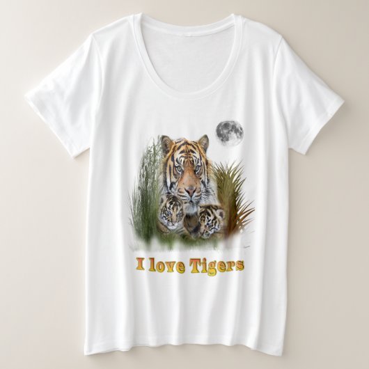虎が大好き プラスサイズTシャツ (デザイン正面)