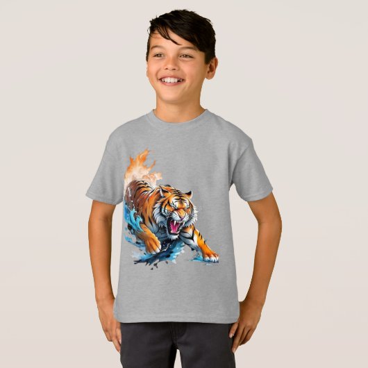 虎が火を放つ Tシャツ (正面フル)