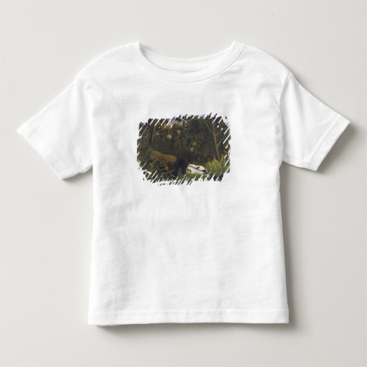 虎が馬と眠る黒人を攻撃( トドラーTシャツ (正面)