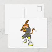 虎として野球選手と野球バット ポストカード (正面/裏面)