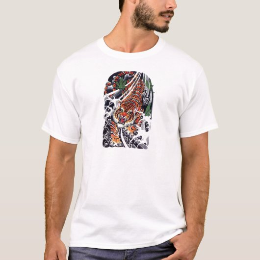 虎とはちばのタトゥーデザイン Tシャツ (正面)