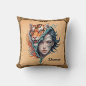 虎と女、強さと恵み。 クッション (正面)