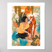 虎と少女の夕焼けジャングル ポスター (正面)