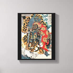 虎と戦う侍・国芳・浮世絵 キャンバスプリント