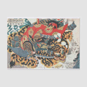 虎と戦う侍・国芳・浮世絵 薄葉紙