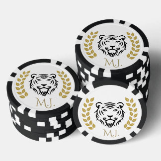 虎と月桂樹の黒と金 ポーカーチップ