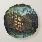 虎と牛のアンリ・ルソーの戦い ラウンドクッション (裏面)