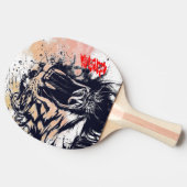 虎と絵を描漢字は信仰と愛を願う 卓球ラケット (横)