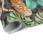 虎と葉の水彩シームレス模様 ラッピングペーパー (ロールコーナー)