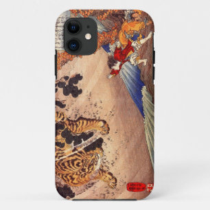 虎と闘う少年によって、男の子はトラ、Kuniyoshi、Ukiyo-eが戦います iPhone 11 ケース