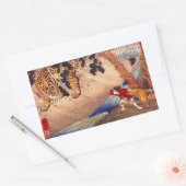 虎と闘う少年、虎と戦う少年、国芳、浮世絵 長方形シール (封筒)