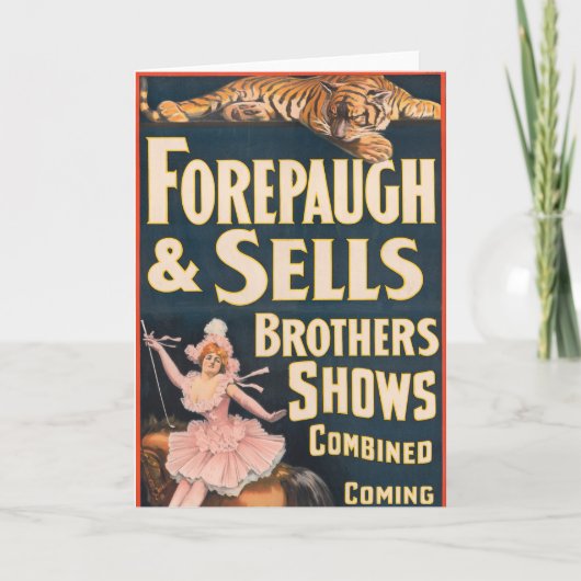 虎と馬に乗った女性のサーカスのポスター カード (正面)