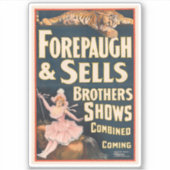 虎と馬に乗った女性のサーカスのポスター シール (正面)