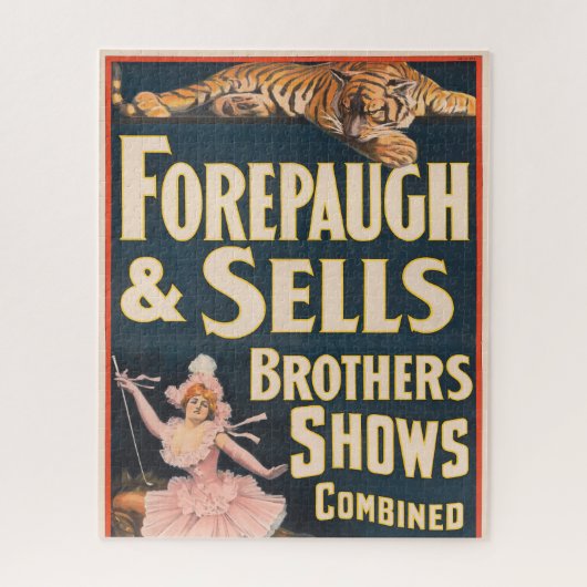 虎と馬に乗った女性のサーカスのポスター ジグソーパズル (縦)