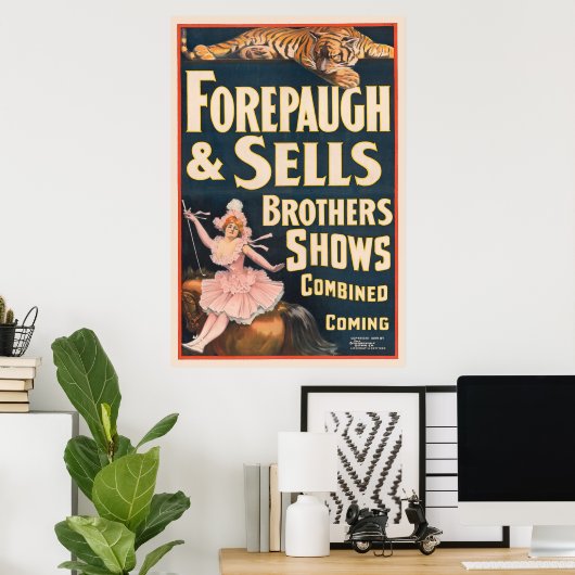 虎と馬に乗った女性のサーカスのポスター ポスター (ホームオフィス)