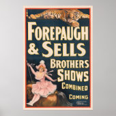 虎と馬に乗った女性のサーカスのポスター ポスター (正面)