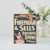 虎と馬に乗った女性のサーカスのポスター ポストカード (スタンド正面)