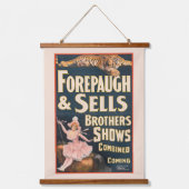 虎と馬に乗った女性のサーカスのポスター 吊り下げ型タペストリー (正面)